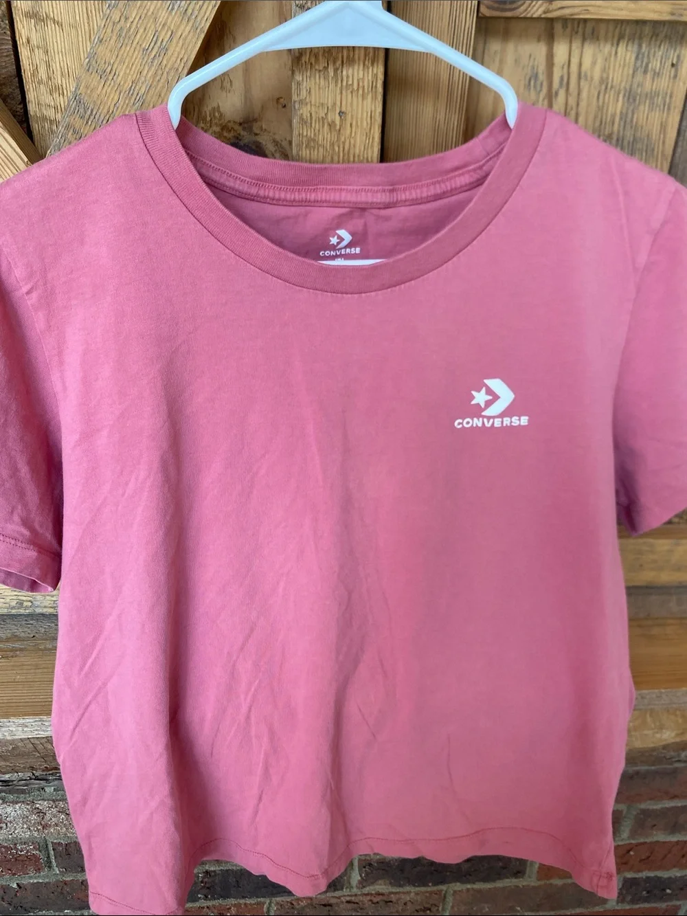 Converse Kids Pink Tee with White Logo size large
